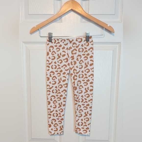 🎈Tahari Girl (Size 5) Tan & White Leopard Print Leggings - Picture 1 of 3
